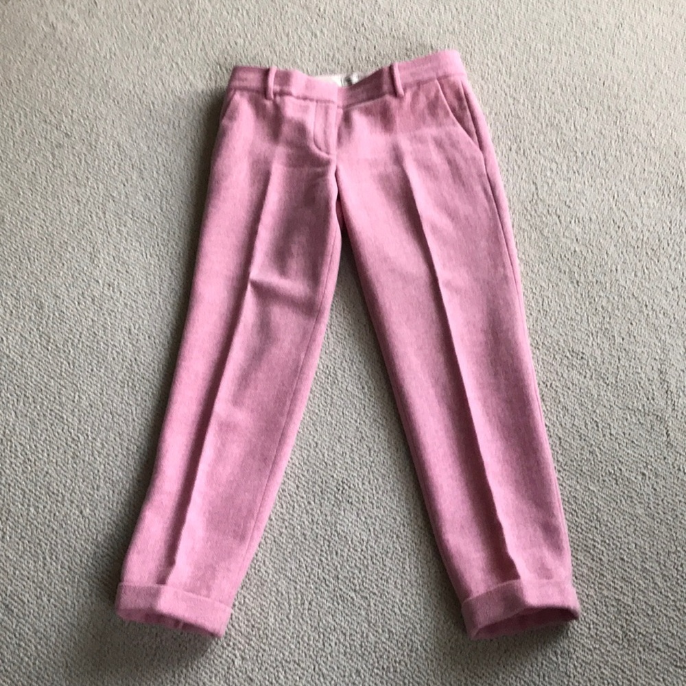 Jcrew 0 pink herringbone cafe capri
